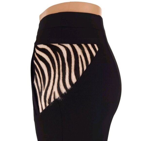 The Kooples Black Pencil Skirt W/ Zebra Calf-Hair Size 38 US 6 Black - Picture 5 of 10